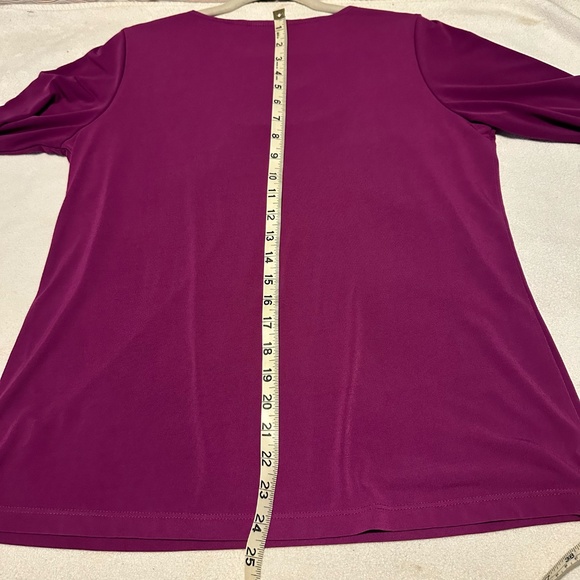 SUSAN GRAVER Solid Dark Pink / Purple Liquid Knit 3/4 Sleeve Top, Small, GUC - Picture 10 of 10